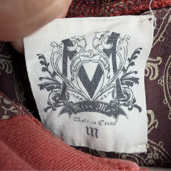 Miss Me Y2K Hoodie Size rust coral orange full zip M embroidered floral glitter - Picture 2 of 7